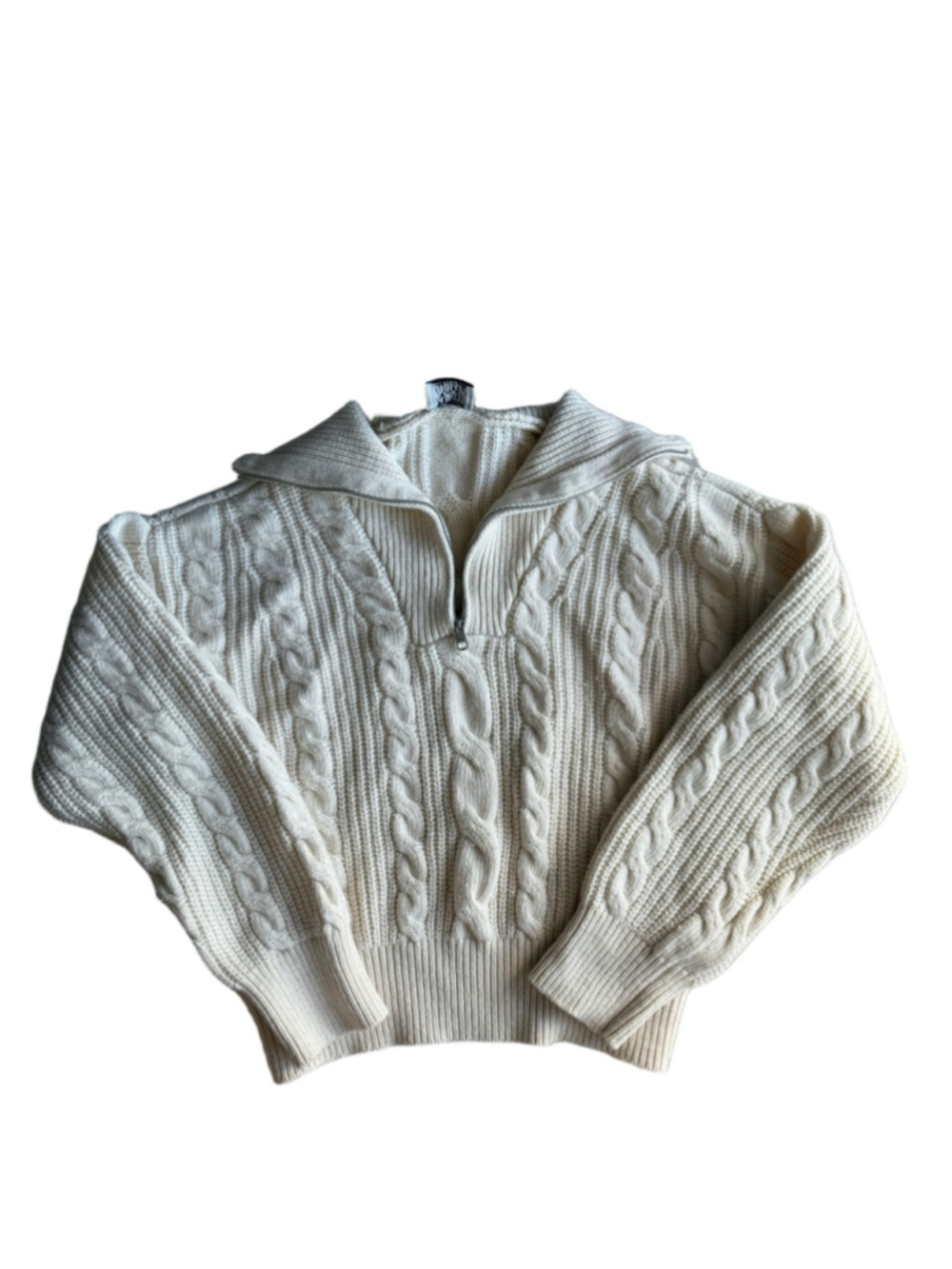 Marithé + François Girbaud Cable Knit Cashmere Wool Zip Sweater OS Chunky - Picture 2 of 9